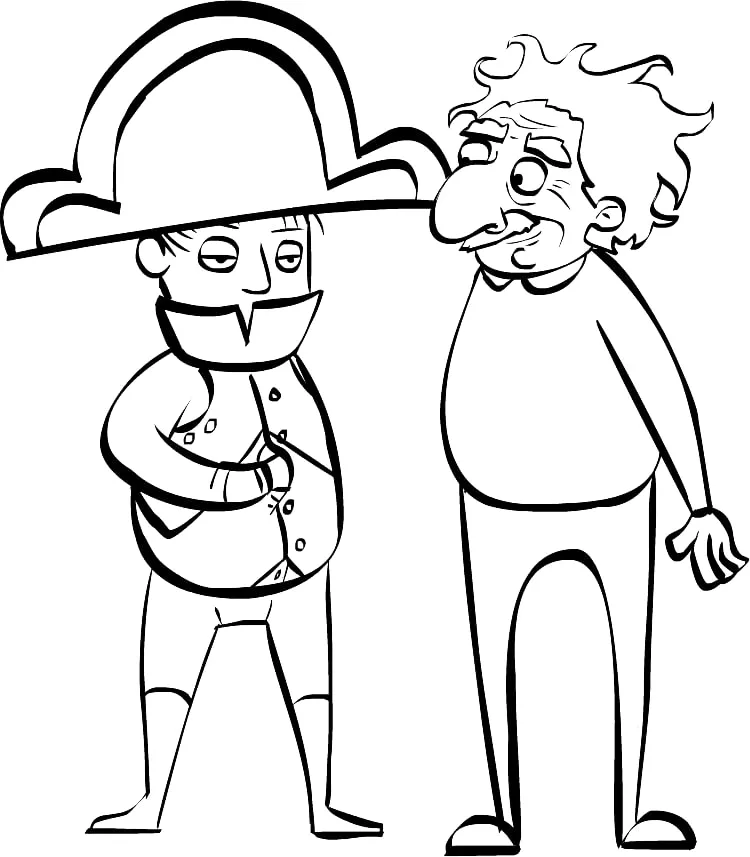 Cartoon of Napoleon and Albert Einstein side by side