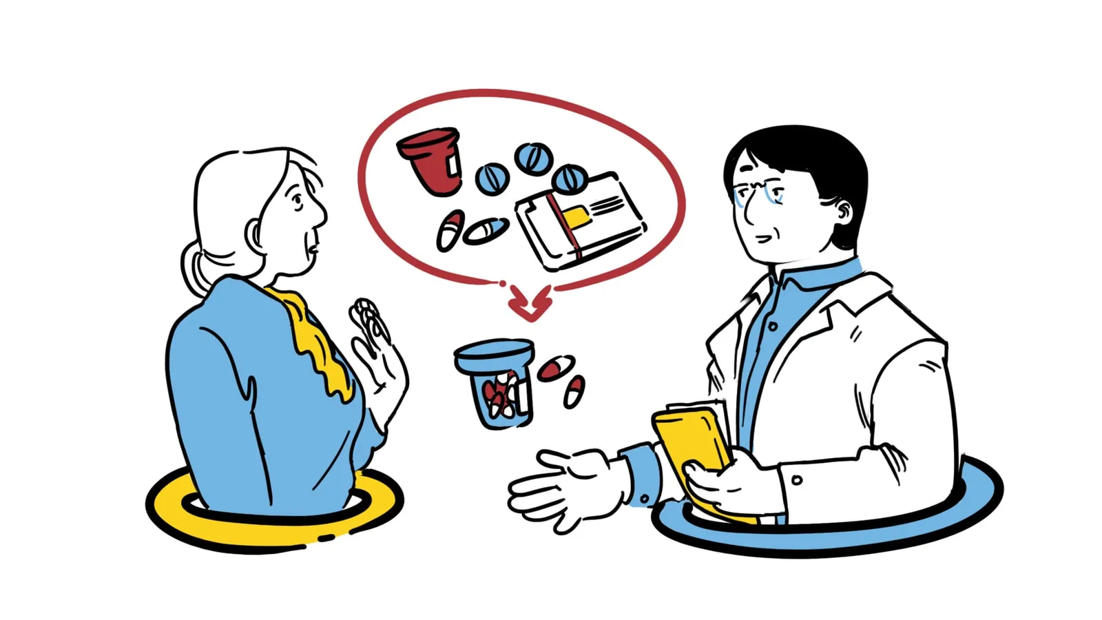 Doctor explaining medication to an older patient